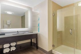 Guest bathroom at La Quinta Inn & Suites By Wyndham Chicago Downtown.