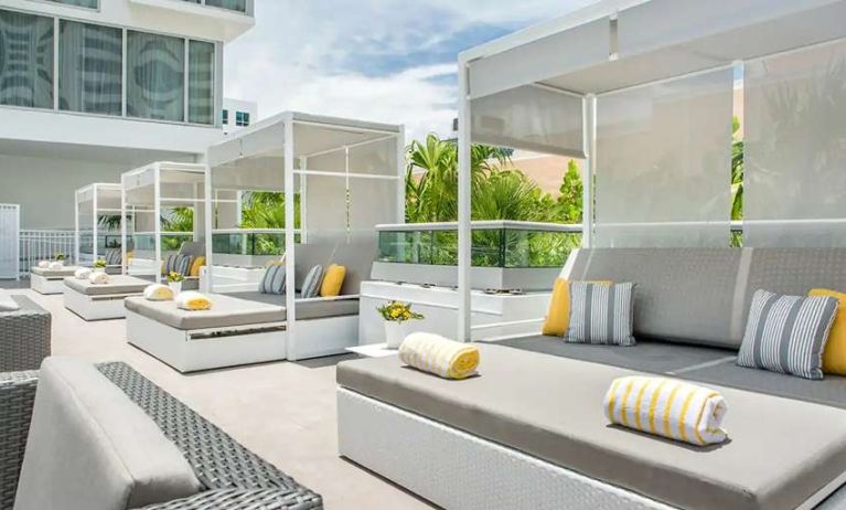 Outdoor patio perfect as workspace at Hyatt Centric Miami South Beach.