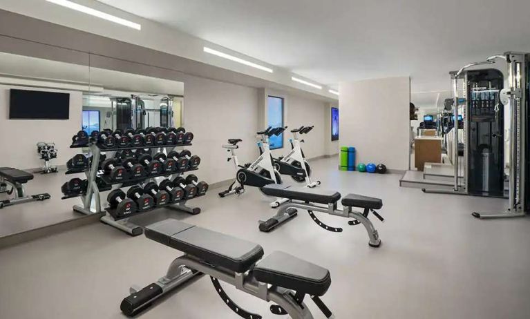 Fully equipped fitness center at Hyatt Centric Brickell Miami.