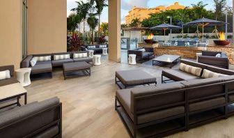 Outdoor patio perfect as workspace at Hyatt Place Miami Airport East.