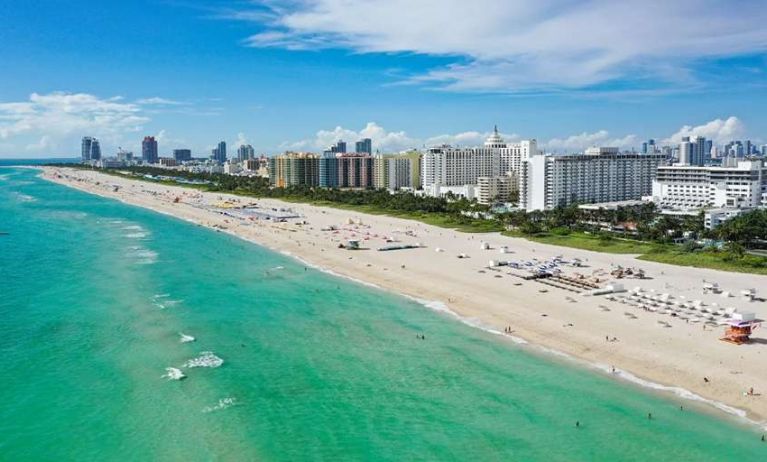 Miami beach in front of The Sagamore Hotel South Beach.