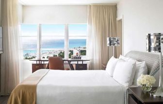 King bedroom with working station overlooking the water at Shelborne South Beach.