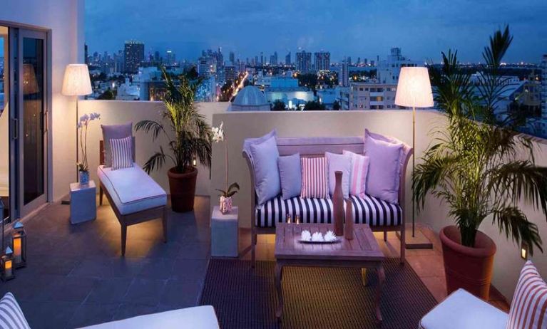 Hotel balcony perfect as workspace at SLS South Beach.