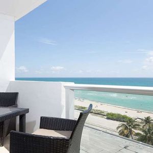 Hotel balcony perfect as workspace at New Point Miami.