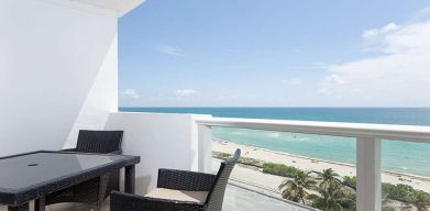 Hotel balcony perfect as workspace at New Point Miami.