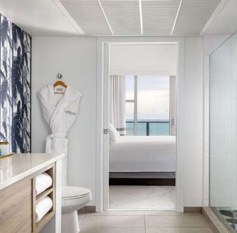 Guest bahroom at Cadillac Hotel & Beach Club, Autograph Collection.