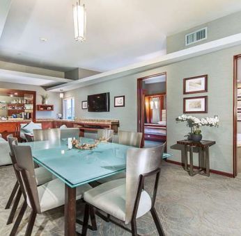 Living room perfect as workspace at Shade Hotel Manhattan Beach.