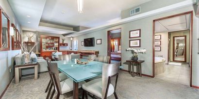 Living room perfect as workspace at Shade Hotel Manhattan Beach.