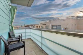 Hotel room balcony at Shade Hotel Manhattan Beach.