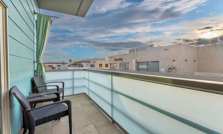 Hotel room balcony at Shade Hotel Manhattan Beach.