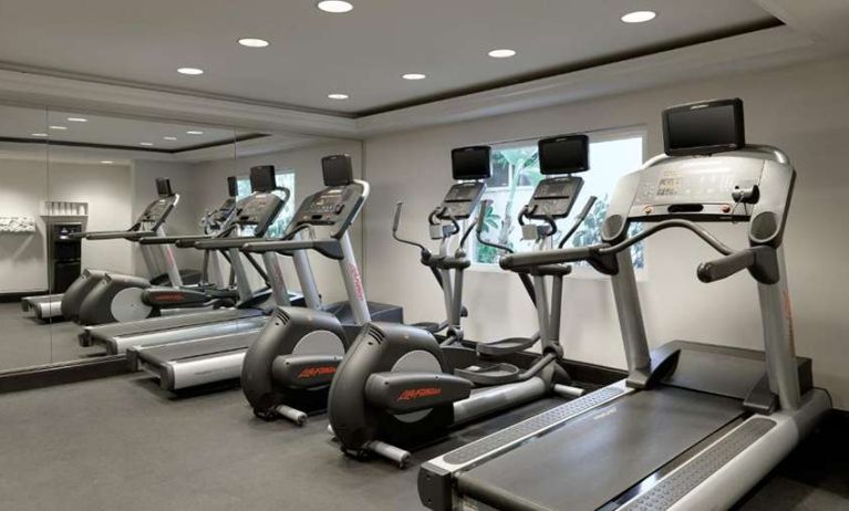 Fitness center with treadmills at Le Montrose.