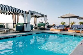 Pool area with lounges at Le Montrose.