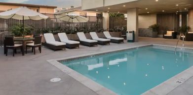 Outdoor pool at Hampton Inn & Suites Los Angeles/ Hollywood.