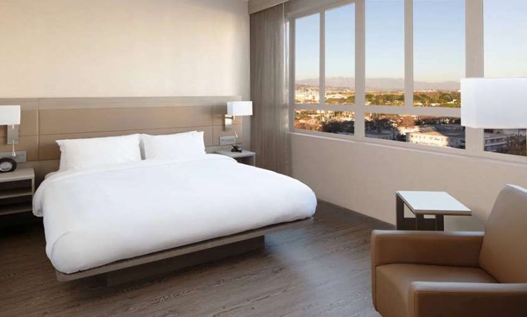 Queen bedroom with view at AC Hotel By Marriott Beverly Hills.