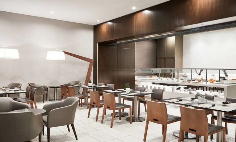 Dining area suitable for co-working at AC Hotel By Marriott Beverly Hills.