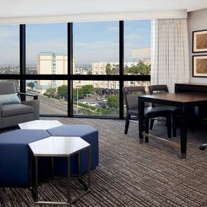 Hotel suite perfect as workspace at Embassy Suites By Hilton LAX Airport North.