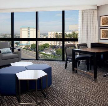 Hotel suite perfect as workspace at Embassy Suites By Hilton LAX Airport North.