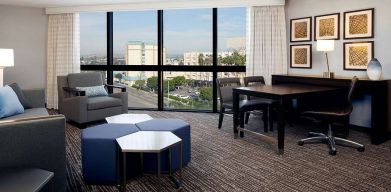 Hotel suite perfect as workspace at Embassy Suites By Hilton LAX Airport North.