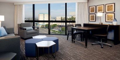 Hotel suite perfect as workspace at Embassy Suites By Hilton LAX Airport North.