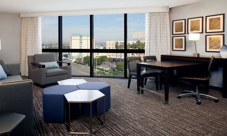 Hotel suite perfect as workspace at Embassy Suites By Hilton LAX Airport North.