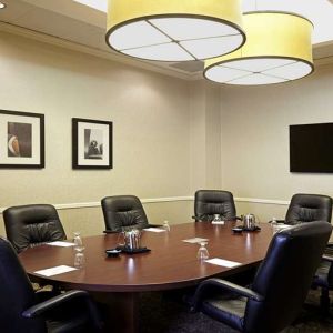 Meeting room wirh small table at Embassy Suites By Hilton LAX Airport North.