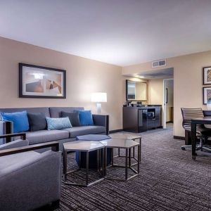 Living room at Embassy Suites By Hilton LAX Airport North.