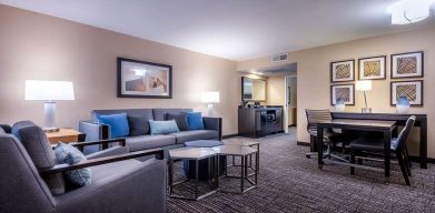 Living room at Embassy Suites By Hilton LAX Airport North.