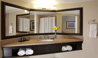 Guest bathroom at Embassy Suites By Hilton LAX Airport North.