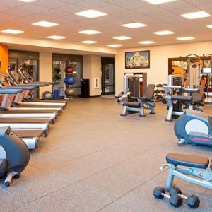 Fitness center with treadmills at Residence Inn By Marriott LAX Airport.