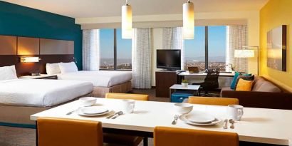 Twin room with living room at Residence Inn By Marriott LAX Airport.