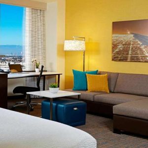 Living room perfect as workspace at Residence Inn By Marriott LAX Airport.