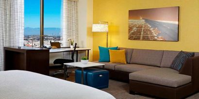 Living room perfect as workspace at Residence Inn By Marriott LAX Airport.