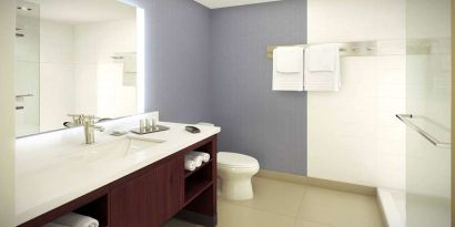 Guest bathroom at Residence Inn By Marriott LAX Airport.