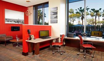 Business center with computers and printer at Residence Inn By Marriott LAX Airport.