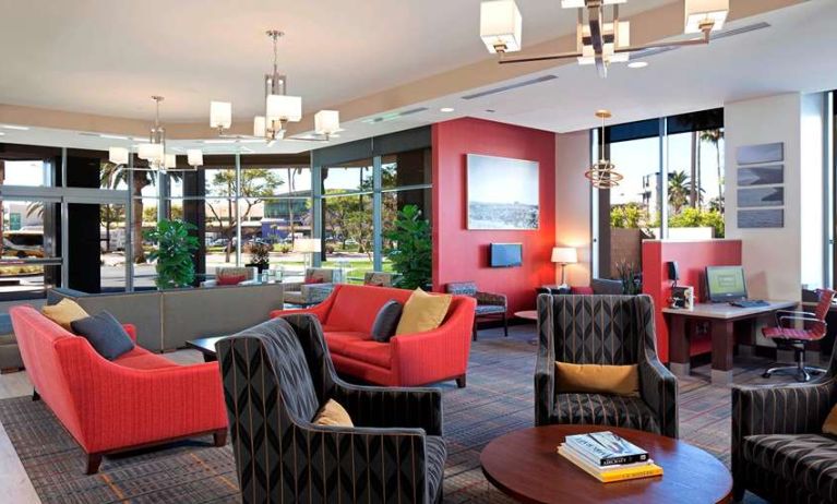 Lobby workspace at Residence Inn By Marriott LAX Airport.