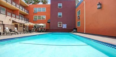 Outdoor pool at Ramada Los Angeles Downtown West.