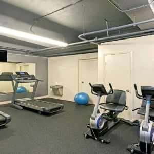 Fitness center at Ramada Los Angeles Downtown West.