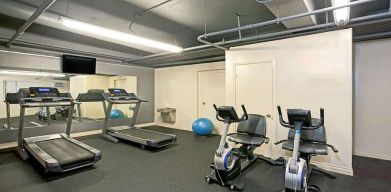 Fitness center at Ramada Los Angeles Downtown West.