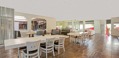 Spacious dining area at Ramada Los Angeles Downtown West.