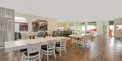 Spacious dining area at Ramada Los Angeles Downtown West.