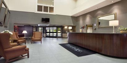 Lobby workspace at Travelodge Ottawa East.