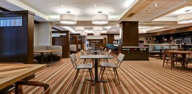 Seating area perfect as workspace at Four Points By Sheraton Toronto Mississauga.