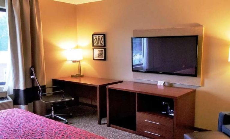 Working station in a hotel room at Days Inn Brooklyn Marine Park.