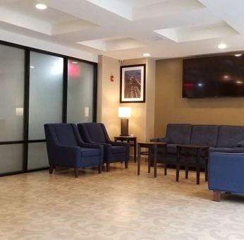 Lobby workspace at Days Inn Brooklyn Marine Park.