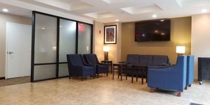 Lobby workspace at Days Inn Brooklyn Marine Park.