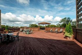 Outdoor terrace suitable as workspace at Atlantica Hotel Halifax.