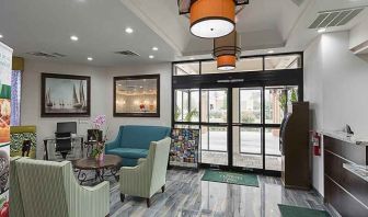 Comfortable lobby area with business center at Quality Inn Pasadena.