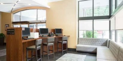 dedicated business center with printers, internet, and work desks at Hampton Inn Philadelphia Center City-Convention Center.