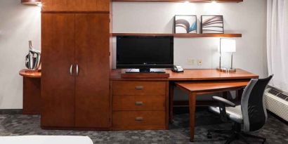 In-room workspace at Courtyard Miami Dolphin Mall.