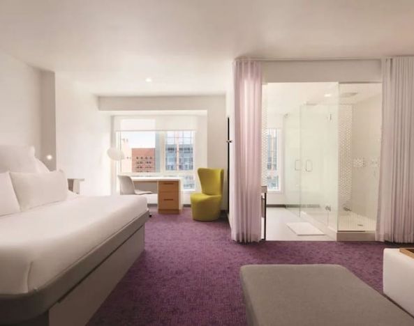 Lovely delux king room with work desk and private bathroom at Yotel Boston.